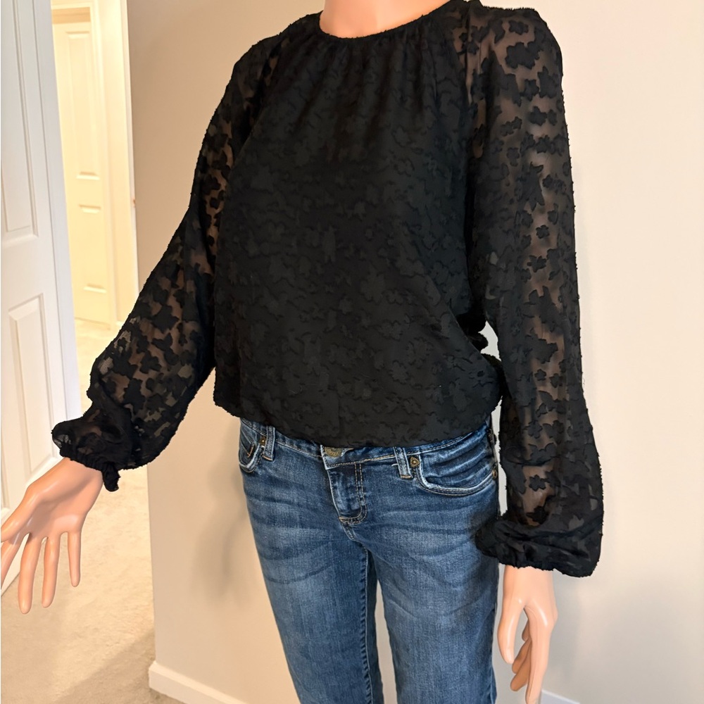 MICHAEL Michael Kors Black Floral Sheer Blouse